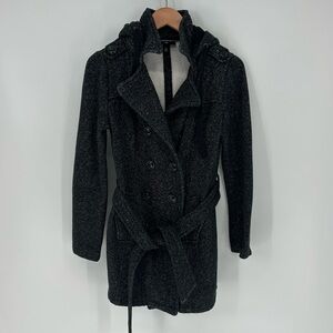 Iz Byer Charcoal Double-Breasted Pea Coat
